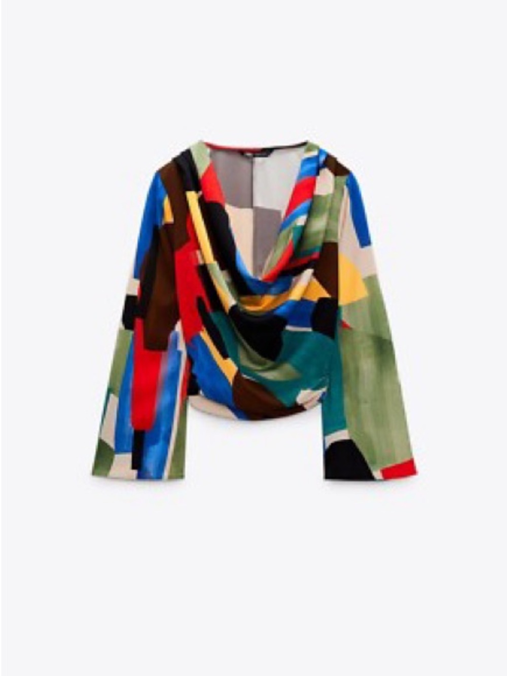 Zara Colorful Abstract Loose Neckline Top Hidden Zipper